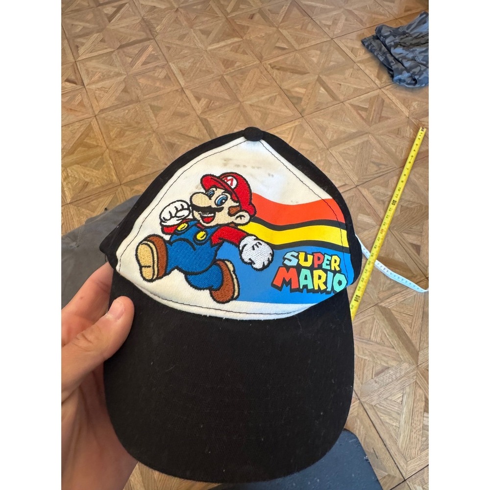 Nintendo Super Mario Kids Baseball Hat Black White Adjustable‎ Cap 2022 Retro 15